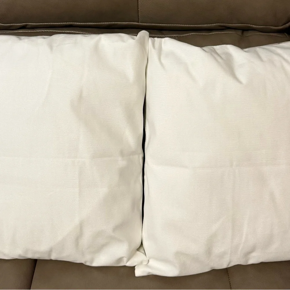 white throw pillow cover featuring a cartoon illustration of several dogs 18x18